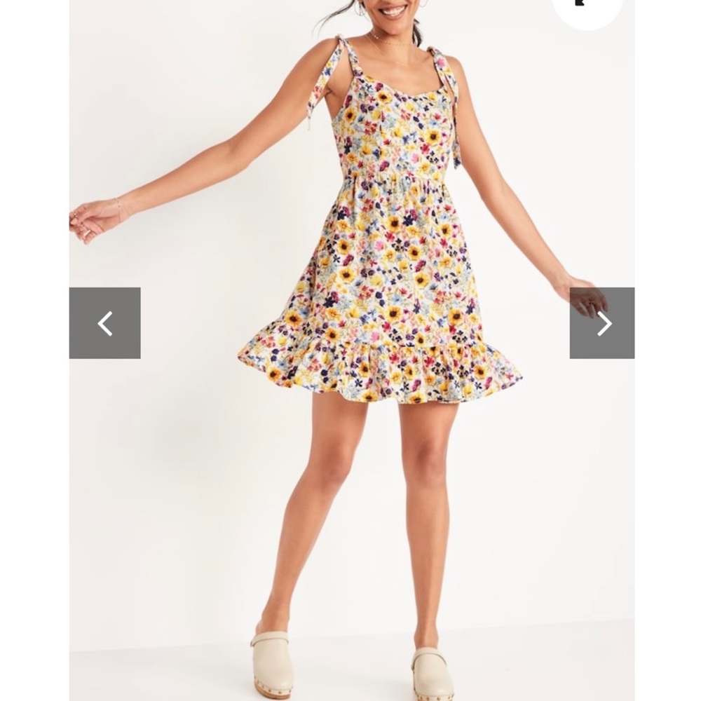 Old Navy Tie-Shoulder Bow Knot Fit & Flare Floral Cami Mini Dress - Sunflower